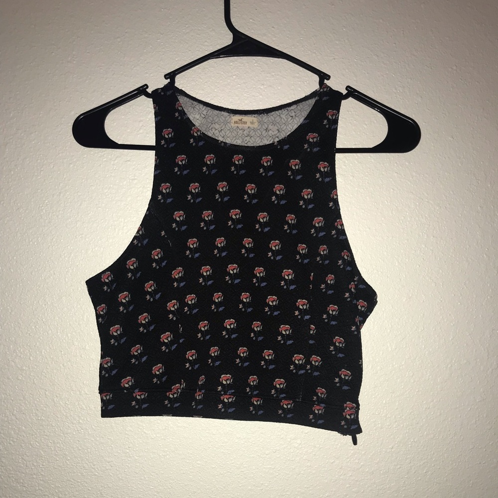 Black Flower Crop Top